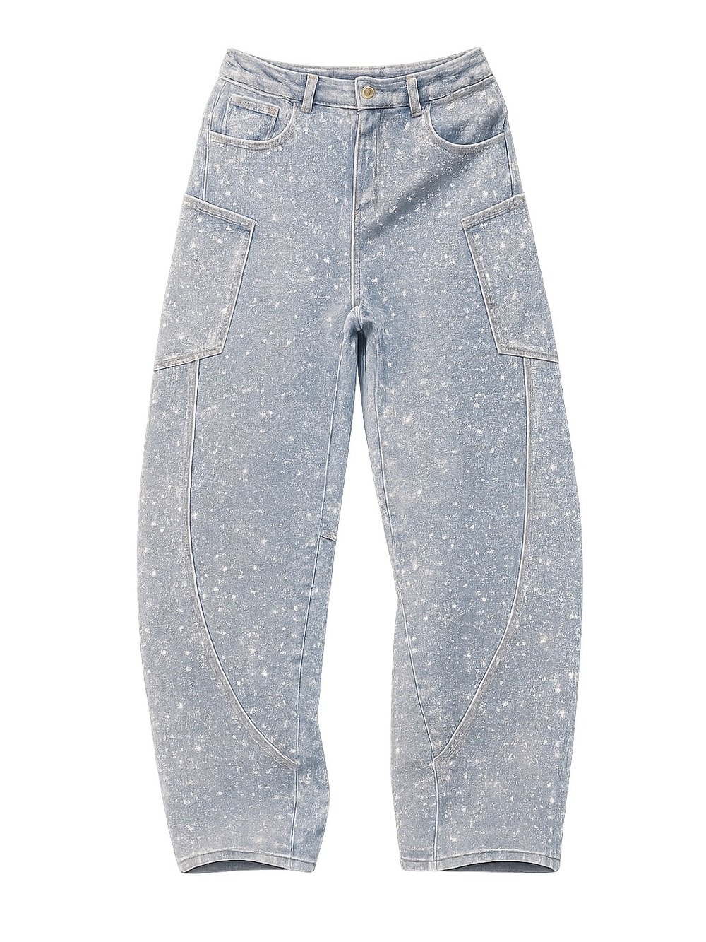 NWT Balboa Rhinestone Barrel Leg Jeans High Rise Light Wash Utility